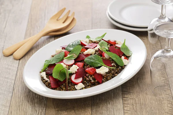 Insalata Lenticchie Verdi Fatte Casa — Foto Stock