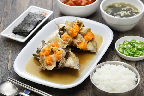 Ganjang Gejang Raw Gazami Crabs Marinated Sweet Spicy Soy Sauce — Stockfoto