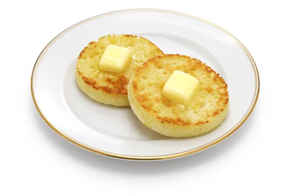 Toasted Homemade Crumpets Butter — 图库照片