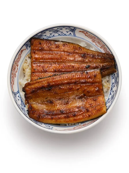 Unadon Anguila Unagi Parrilla Carbón Sobre Arroz Cocina Japonesa —  Fotos de Stock