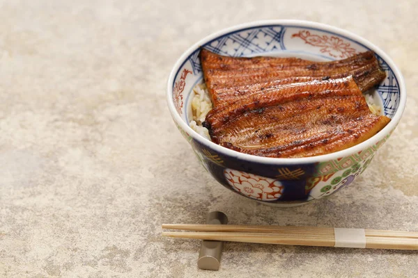 Unadon Carvão Grelhado Estilo Unagi Enguia Arroz Cozinha Japonesa — Fotografia de Stock