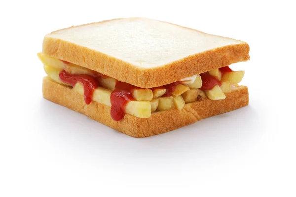 Chip Butty Sanduíche Batata Frita Francesa Comida Britânica — Fotografia de Stock