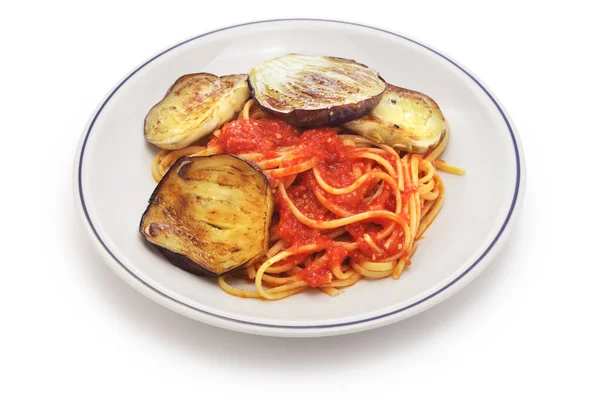 Linguine Con Pomodore Melanzane Violetta Firenze Italian Cuisine Eggplant Tomato — Stock Photo, Image