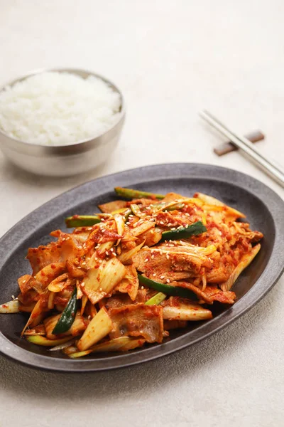 Pork Belly Kimchi Stir Fry Korean Food — Stock Photo, Image
