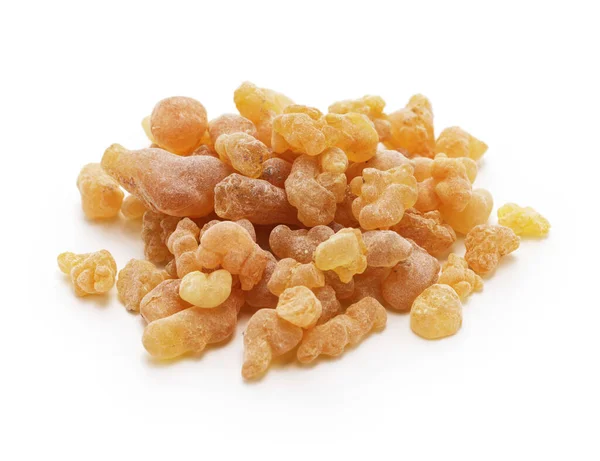 Frankincense Olibanum Resin Bahan Parfum Diisolasi Pada Latar Belakang Putih — Stok Foto