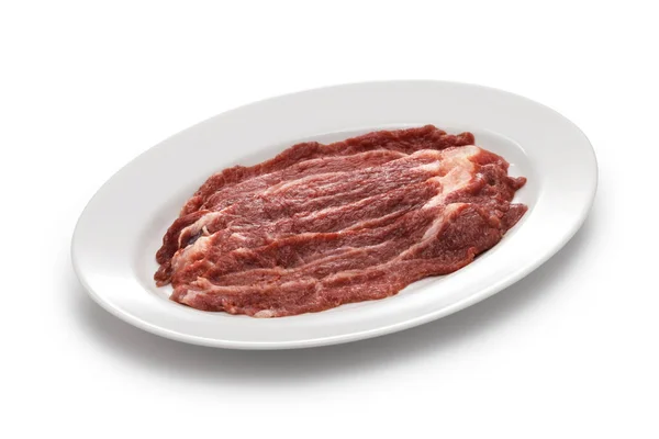 Carne Bochecha Vaca Carne Miudezas Crua Antes Grelhar Ingrediente Churrasco — Fotografia de Stock