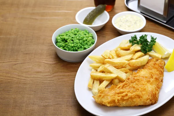 Fish Chips Maison Plat National Britannique — Photo