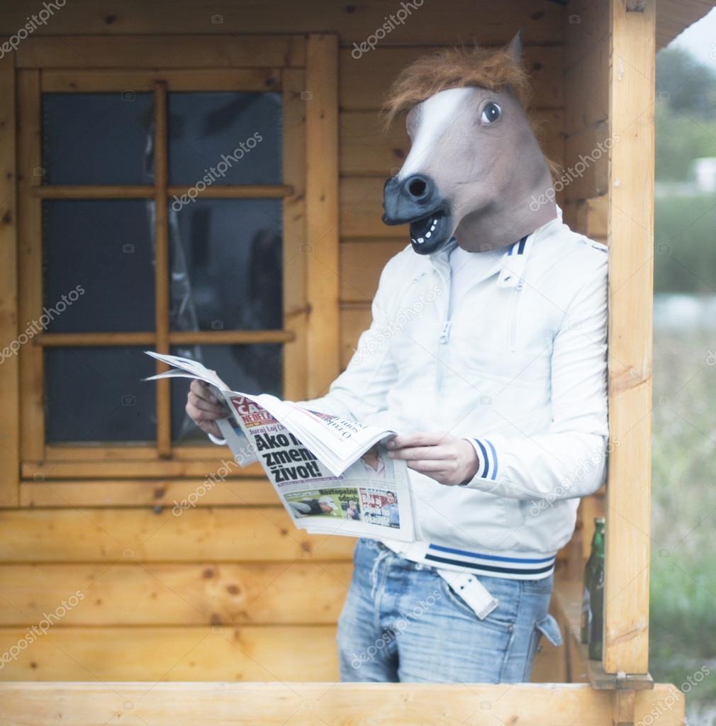 Man in horse mask
