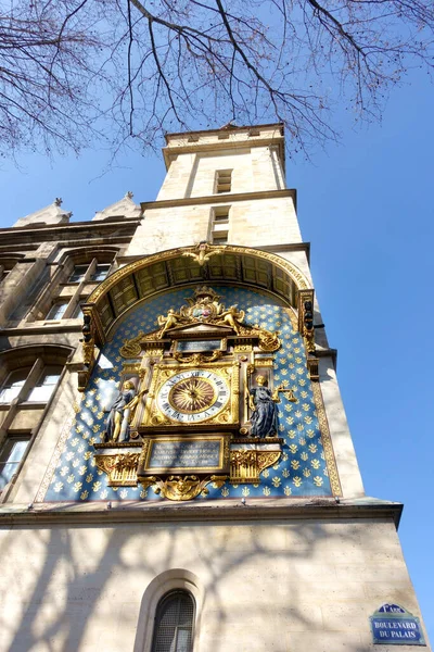 Годинник Консьєрері Фасаді Будівлі Палацу Правосуддя Бульварі Палац Парижі Франція — стокове фото