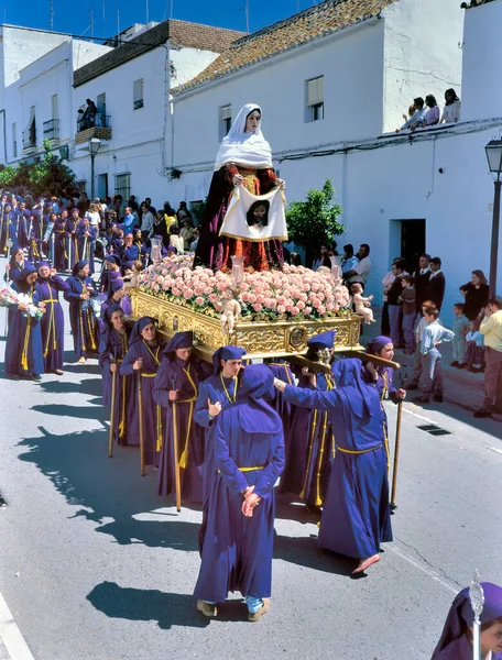 Arcos Frontera Spanien April 2000 Grupp Kvinnliga Bärare Som Bär — Stockfoto