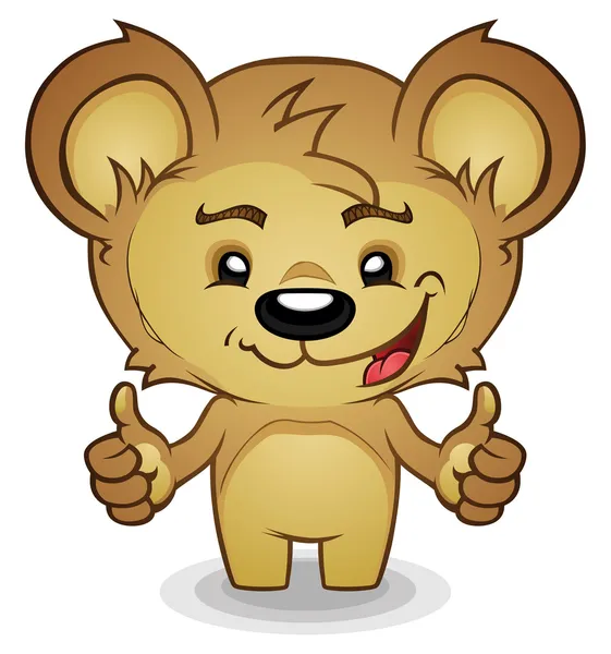 Peluche oso de dibujos animados pulgares hacia arriba — Vector de stock