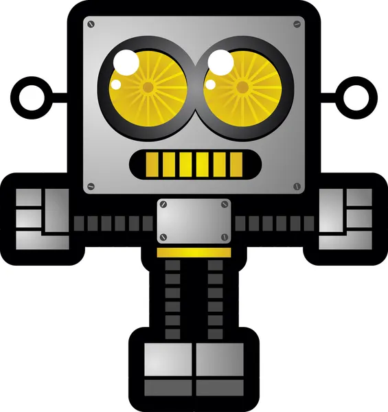 Retro futuristische robot speelgoed stripfiguur — Stockvector