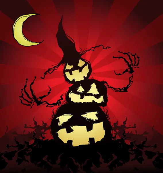 Halloween Pumpkin Scarecrow Cartoon Character — Stock Vector