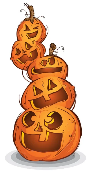 Rakás tök jack-o ' lámpák — Stock Vector