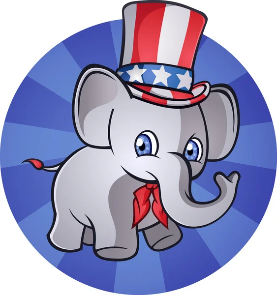 Personaje de dibujos animados elefante republicano — Vector de stock