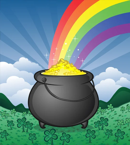 Pot of Gold on Saint Patrick's Day — Stock Vector