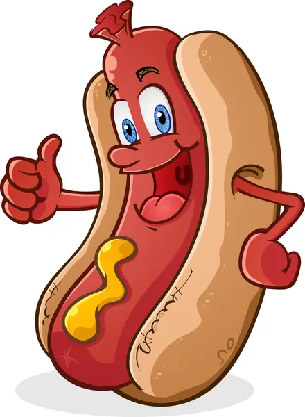 Hot dog charakter dává palec — Stockový vektor