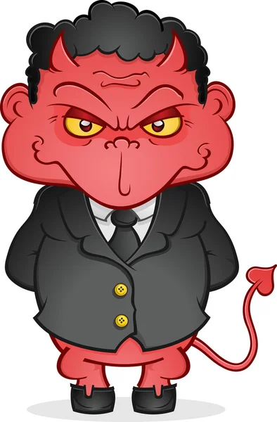 Diablo de negocios malvados Personaje de dibujos animados — Vector de stock