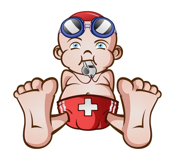 Badmeester baby stripfiguur — Stockvector