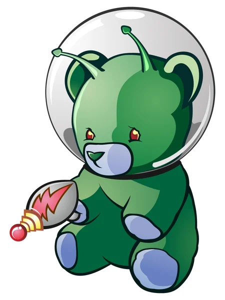 Alien-Teddybär als Zeichentrickfigur — Stockvektor