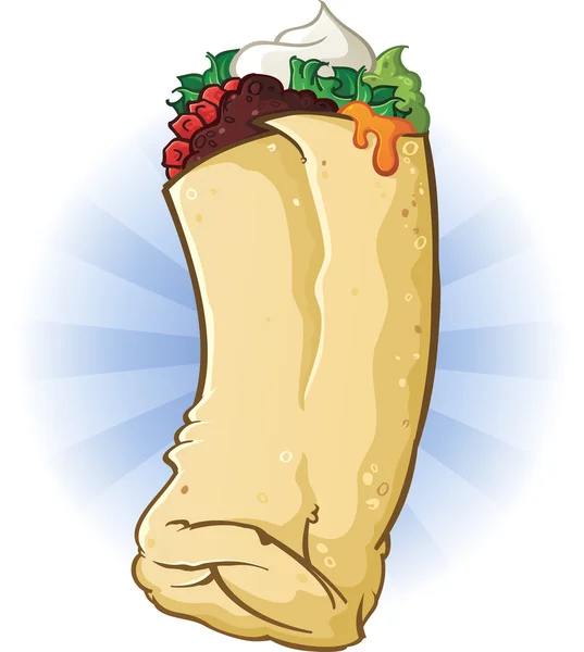 Burrito Cartoon Illustration — Stockvektor