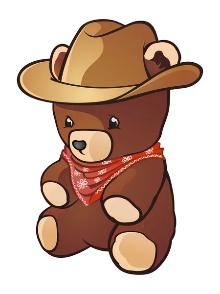 Cowboy Teddy Bear Personagem dos desenhos animados — Vetor de Stock
