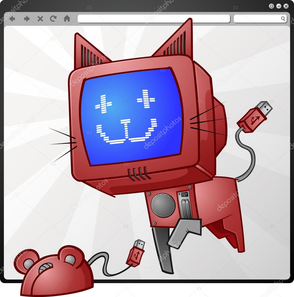 Computer Cat And Mouse In An Internet Browser
