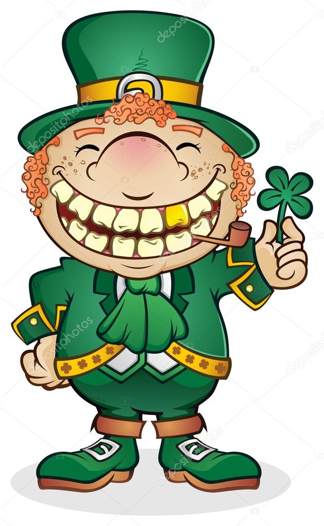 Leprechaun holding a Shamrock