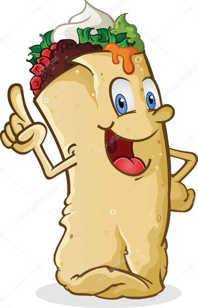Burrito Cartoon Character Pointing