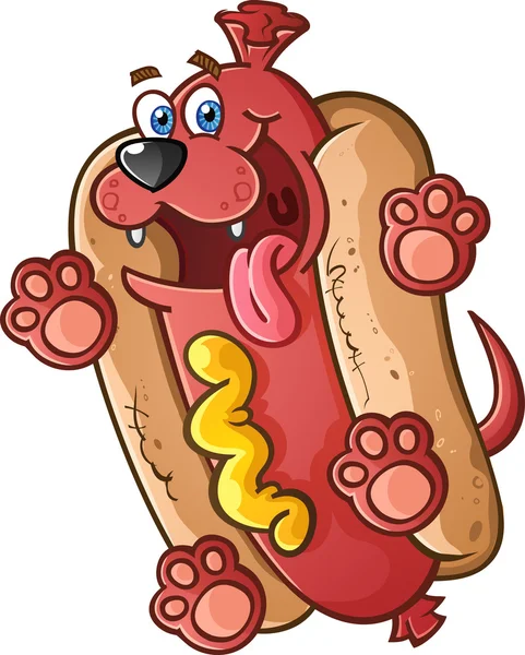 Hot-Dog-Zeichentrickfigur — Stockvektor