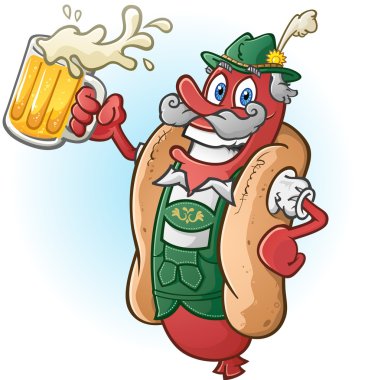 Bratwurst Hotdog Beer Cartoon clipart