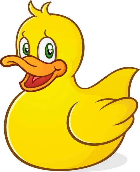 Personaje de dibujos animados de pato de goma — Vector de stock