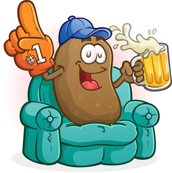 Couch Potato Sports Fan Cartoon Character — Stock Vector