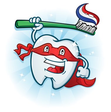 Diş süper kahraman maskot karikatür