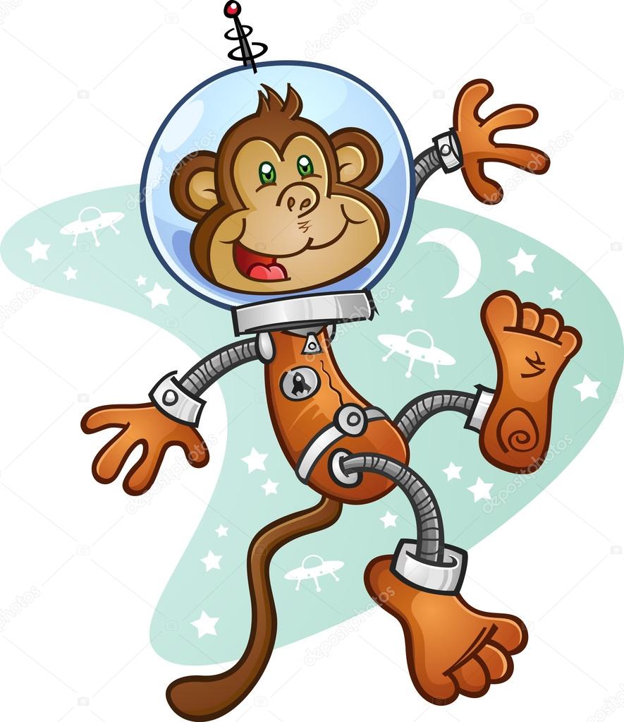 Monkey Astronaut Cartoon Character in a Space Suit
