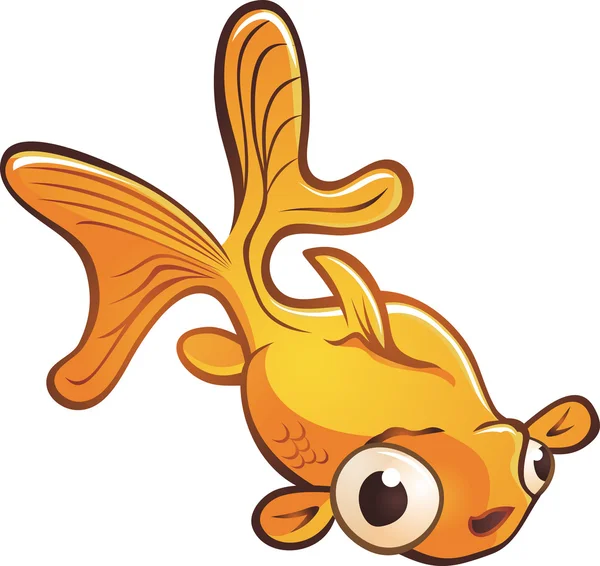 Złota rybka pieścić postać z kreskówki — Wektor stockowy
