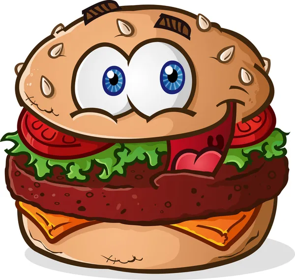 Caricature de cheeseburger hamburger — Image vectorielle