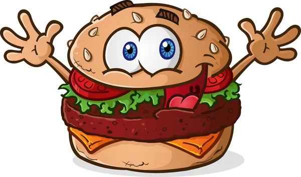 Hamburger Cheeseburger Cartoon — Stock Vector