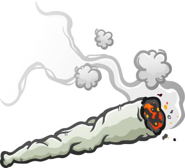 Sigara sarılmış marihuana eklem yanan çizgi film vektör çizimi 