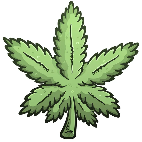 Cartoon Styled Marijuana Pot Leaf Vector Illustration — Stock Vector