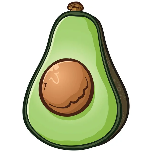 Half Fresh Ripe Green Avocado Fruit Cartoon Vector Illustration — ストックベクタ