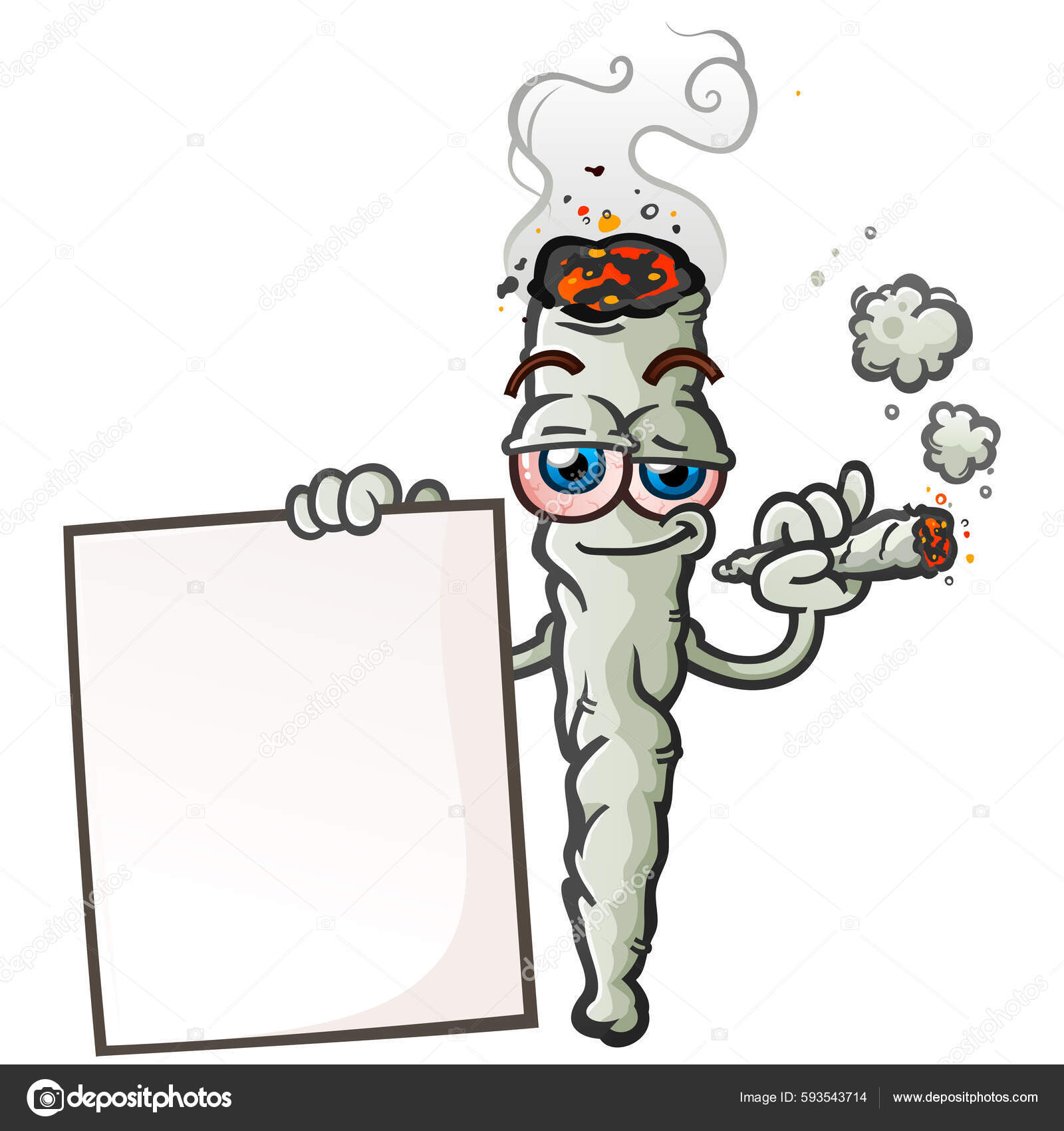 Image vectorielle Tall Smoking Marijuana Joint Cartoon Character Holding  Large Blank Poster par ©aoshlick - 593543714, image size:1600x1700