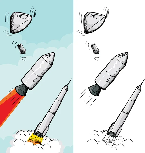 Manned Rocket Stages — Stock Vector