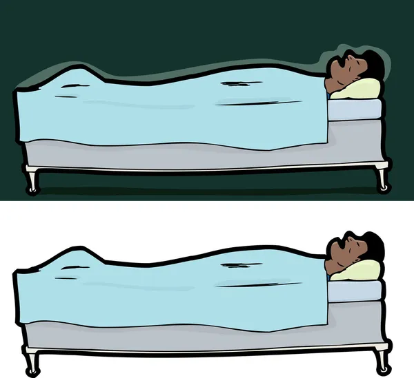 Slapende man in bed — Stockvector