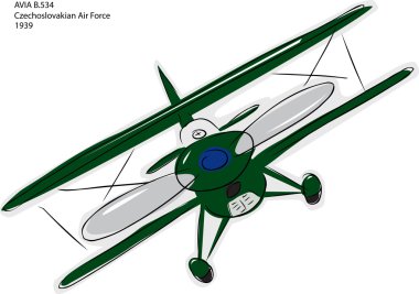 Avia B.534 Biplane Sketch clipart