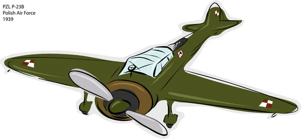 PZL P-23B WW2 Combat Plane — Stock Vector