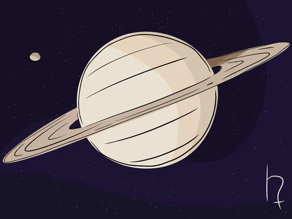 Saturno con Titán Luna — Vector de stock