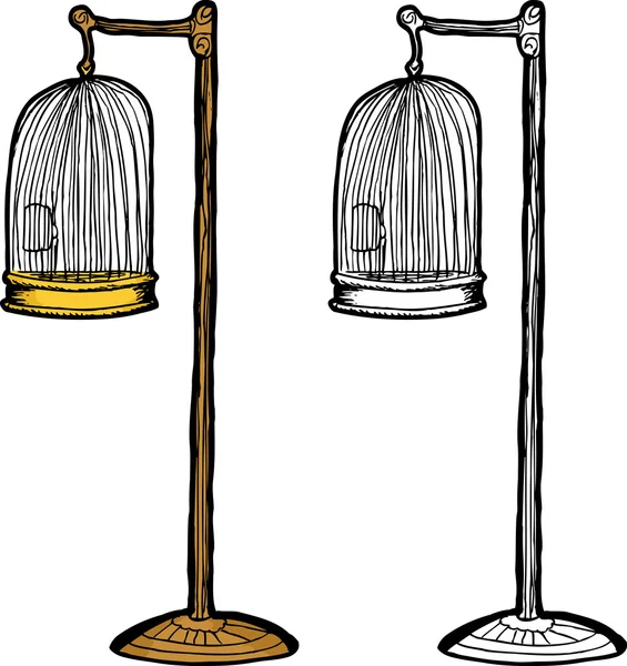 Empty Antique Bird Cage — Stock Vector