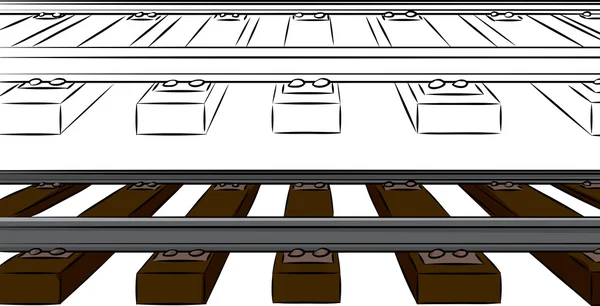 Trilhas de ferrovia de um ponto — Vetor de Stock