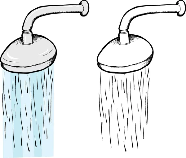 Soffione doccia con acqua — Vettoriale Stock